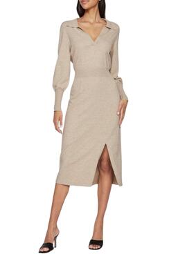 Vestido Vila Vicomfy de punto midi beige para mujer