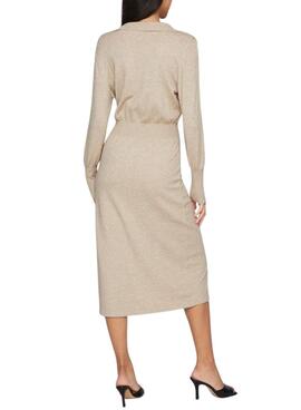 Vestido Vila Vicomfy de punto midi beige para mujer