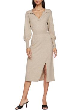 Vestido Vila Vicomfy de punto midi beige para mujer