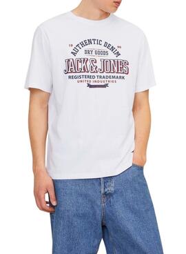 Camiseta Jack and Jones Logotipo blanco para hombre