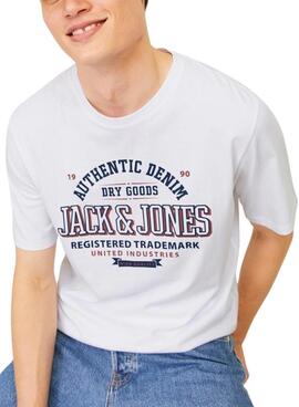 Camiseta Jack and Jones Logotipo blanco para hombre