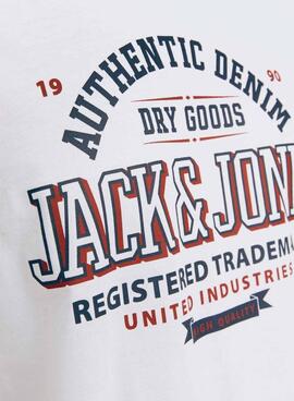 Camiseta Jack and Jones Logotipo blanco para hombre