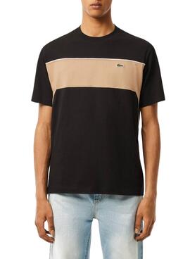 Camiseta Lacoste Band negro y beige para hombre