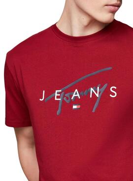 Camiseta Tommy Jeans Signature Twist rojo para hombre