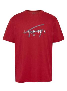 Camiseta Tommy Jeans Signature Twist rojo para hombre