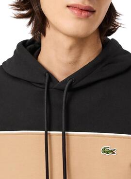 Sudadera Lacoste Band negro y beige para hombre