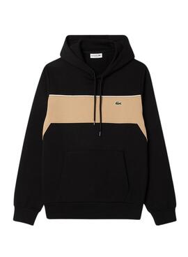 Sudadera Lacoste Band negro y beige para hombre