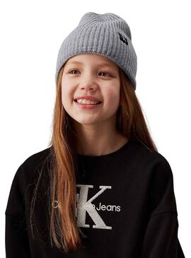 Gorro Calvin Klein Jeans Monogram gris niño y niña