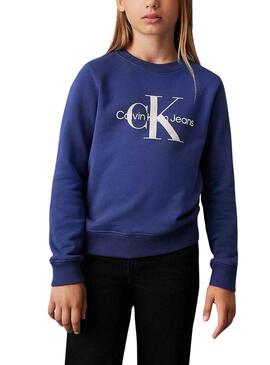 Sudadera Calvin Klein Monogram azul para niños