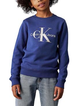 Sudadera Calvin Klein Monogram azul para niños