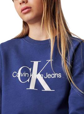 Sudadera Calvin Klein Monogram azul para niños