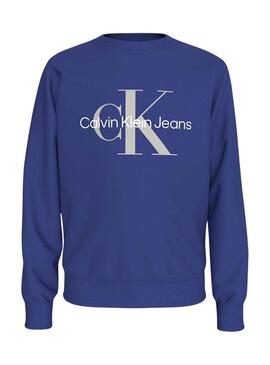 Sudadera Calvin Klein Monogram azul para niños