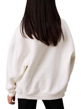 Sudadera Calvin Klein Teddy Monologo blanco niña