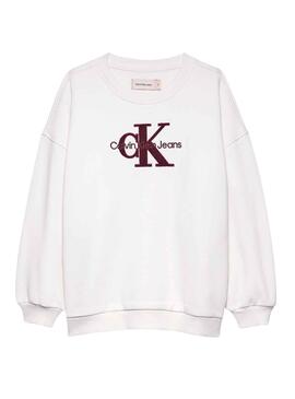 Sudadera Calvin Klein Teddy Monologo blanco niña