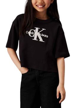 Camiseta Calvin Klein Teddy Monologo negro niña