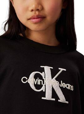 Camiseta Calvin Klein Teddy Monologo negro niña