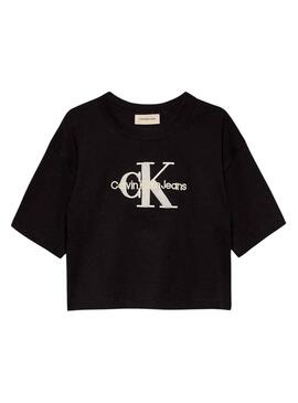 Camiseta Calvin Klein Teddy Monologo negro niña