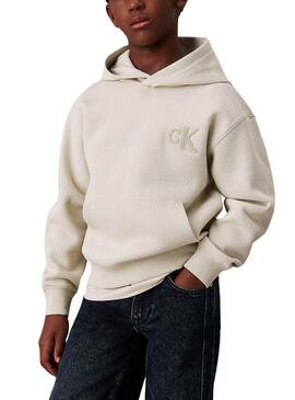 Sudadera Calvin Klein Jeans Bonded beige para niño