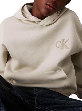 Sudadera Calvin Klein Jeans Bonded beige para niño