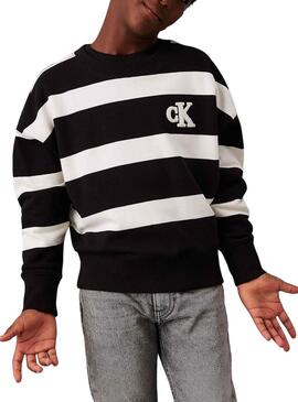 Sudadera Calvin Klein Jeans Striped blanco y negro