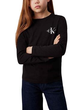 Camiseta Calvin Klein Long Monologo negro niños