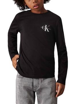 Camiseta Calvin Klein Long Monologo negro niños