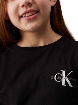 Camiseta Calvin Klein Long Monologo negro niños