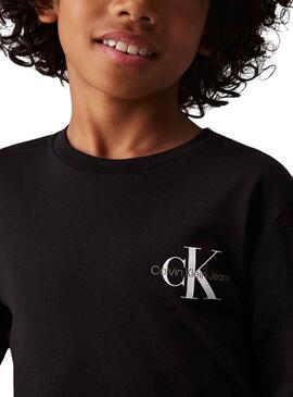 Camiseta Calvin Klein Long Monologo negro niños