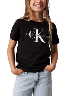 Camiseta Calvin Klein Monogram negro para niños