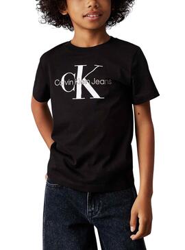 Camiseta Calvin Klein Monogram negro para niños