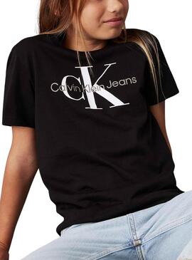 Camiseta Calvin Klein Monogram negro para niños