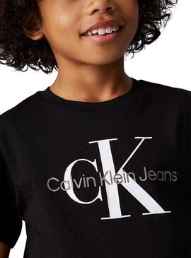 Camiseta Calvin Klein Monogram negro para niños