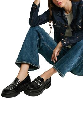 Mocasines Pepe Jeans Queen negro para mujer