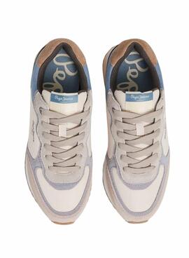 Zapatillas Pepe Jeans Rusper Mania beige y rosa para mujer