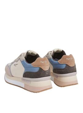 Zapatillas Pepe Jeans Rusper Mania beige y rosa para mujer