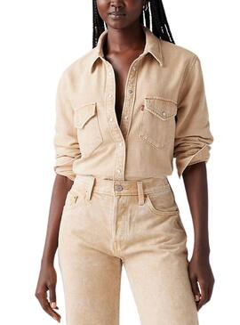 Camisa Levis Western beige para mujer