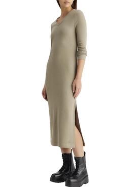 Vestido Calvin Klein Jeans Rib beige para mujer