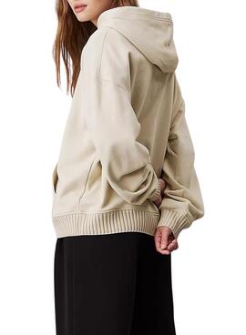 Sudadera Calvin Klein Jeans Woven beige para mujer