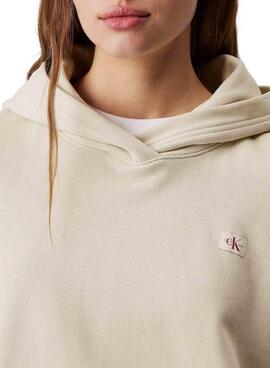 Sudadera Calvin Klein Jeans Woven beige para mujer