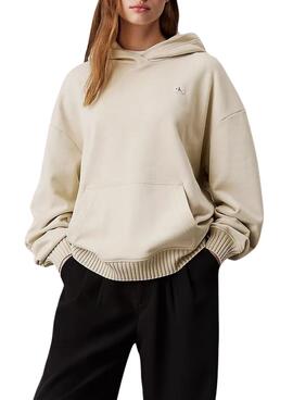 Sudadera Calvin Klein Jeans Woven beige para mujer