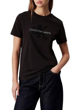 Camiseta Calvin Klein Jeans Chenille negro para mujer