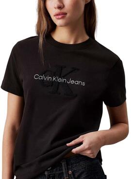 Camiseta Calvin Klein Jeans Chenille negro para mujer