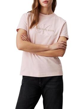 Camiseta Calvin Klein Jeans Chenille rosa para mujer