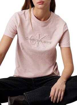 Camiseta Calvin Klein Jeans Chenille rosa para mujer