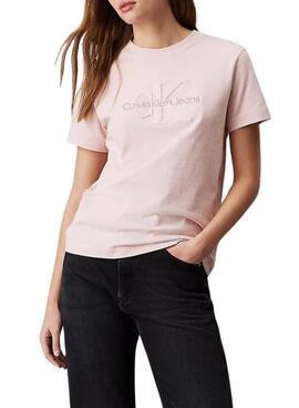 Camiseta Calvin Klein Jeans Chenille rosa para mujer