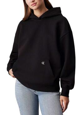 Sudadera Calvin Klein Jeans Mixed logo negro para mujer