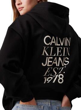 Sudadera Calvin Klein Jeans Mixed logo negro para mujer