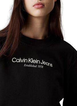 Sudadera Calvin Klein Jeans Institutional Logo negro para mujer