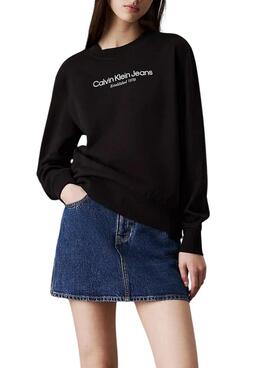 Sudadera Calvin Klein Jeans Institutional Logo negro para mujer