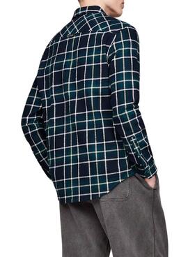 Camisa Tommy Jeans Check Flannel verde y azul para hombre